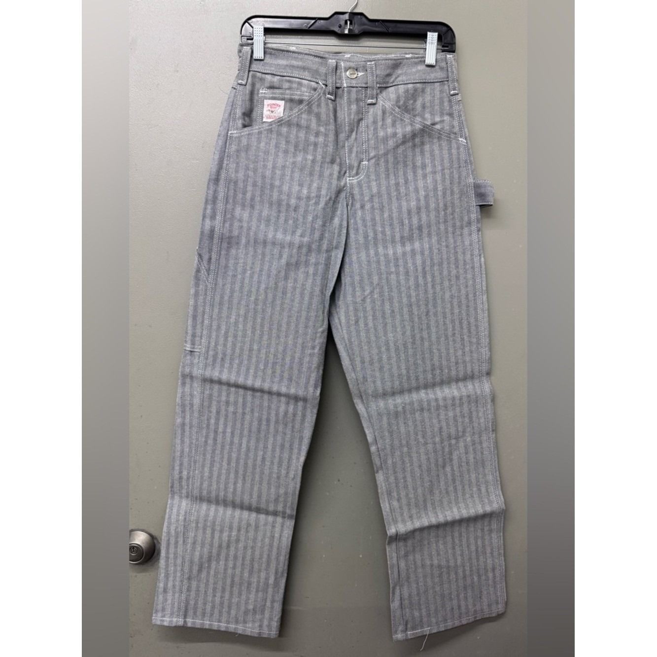 Vintage Deadstock 1970s Pointer Hickory Striped Denim Carpenter Jeans 28X31