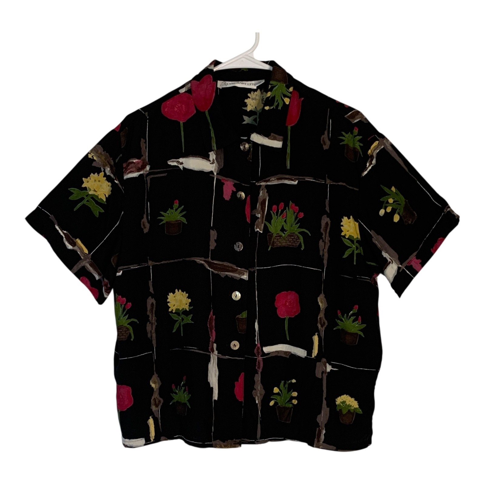 VTG 2-Piece Dress & Jacket Set MEDIUM Black Floral Midi 70s 80s Ilyse Hart LTD