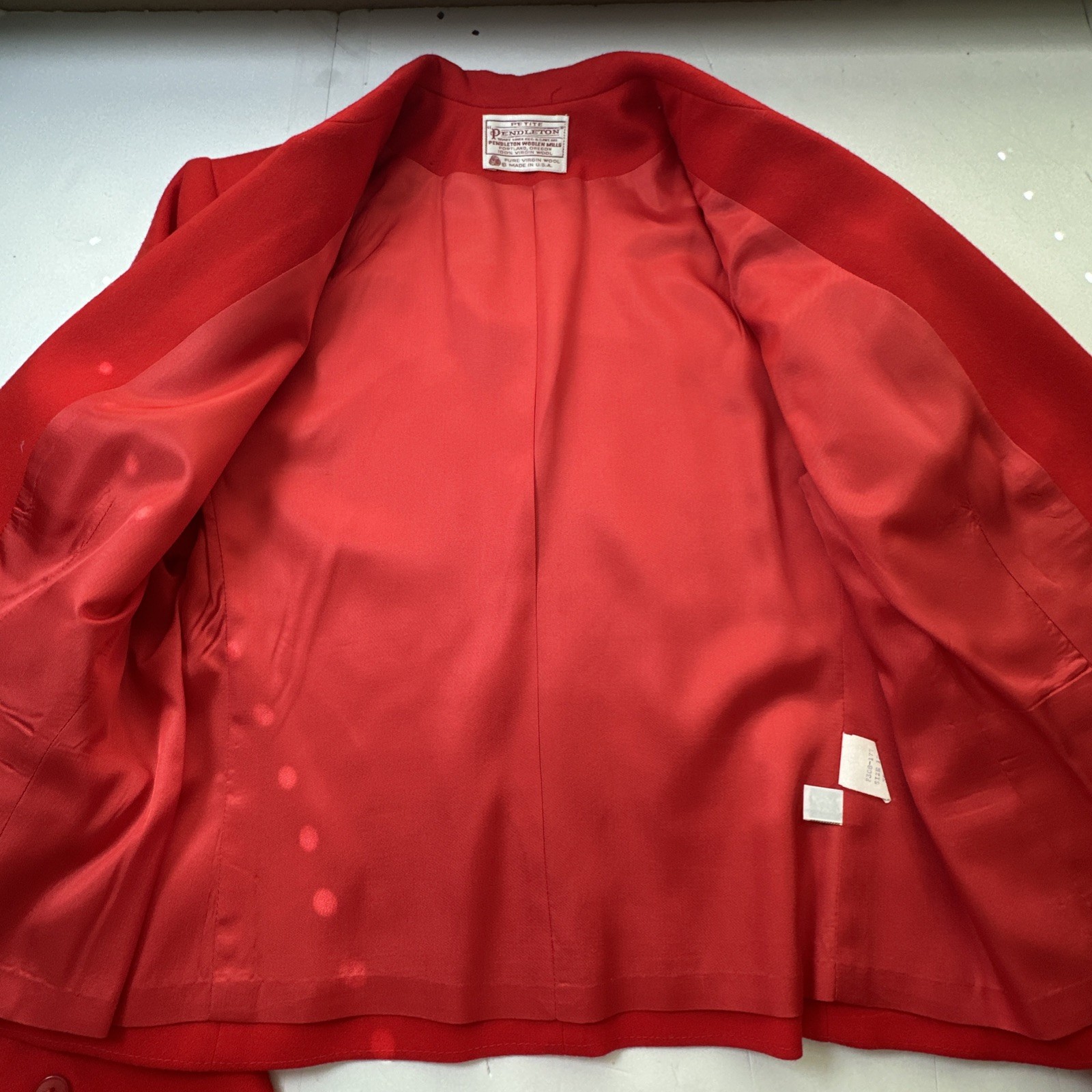 Vtg Pendleton Wool Blazer Jacket Womens Red Lined USA Sz- 12 Petite #750