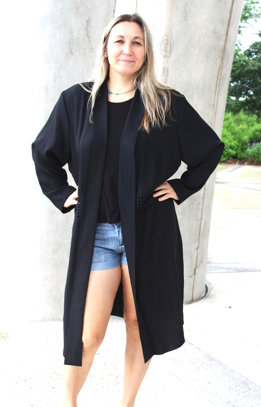 Vintage 1990s Positive Influence Coat Size 24W Women Cutout Lattice Detail