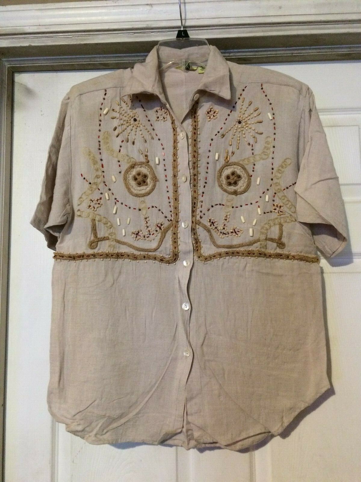 Stylin’ Vintage Rare GIALLO NAPOL Embroidered Indian Beaded Art Blouse++SIZE M++