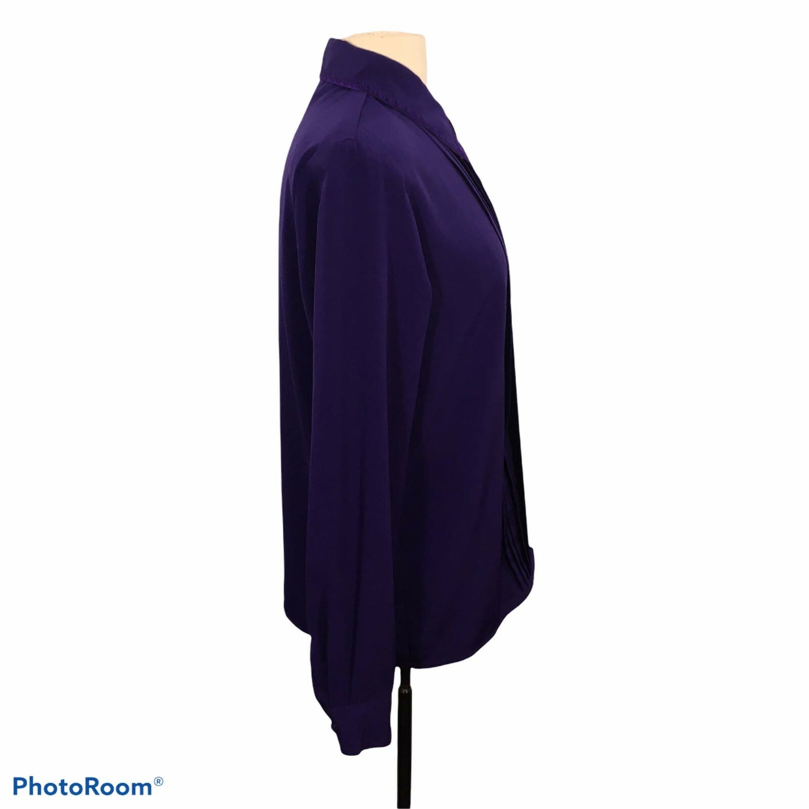 Claudia Richard Womens Vintage Purple Pleated Front Secretary Blouse, Top, 8