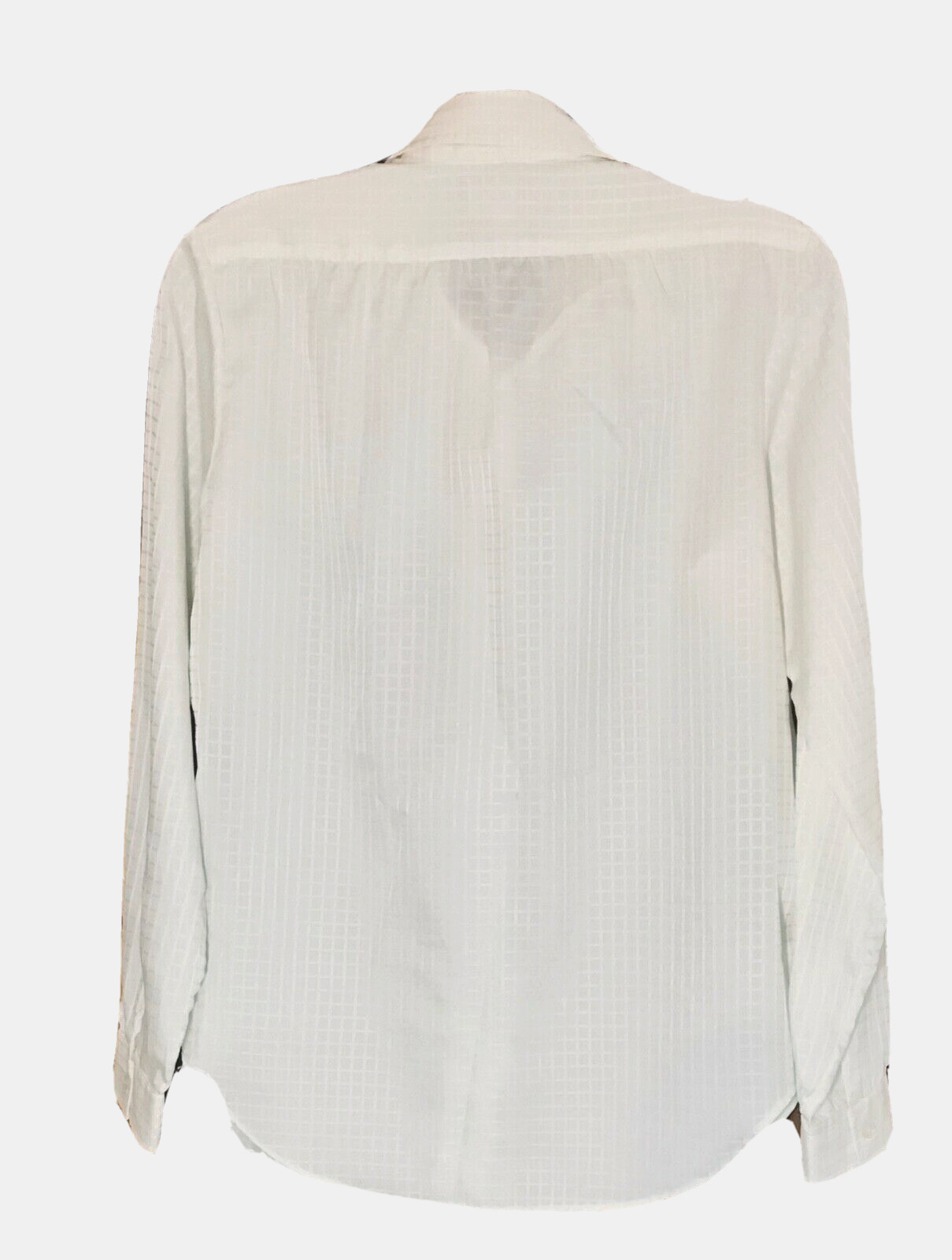 VINTAGE MAD MEN IVORY POLYESTER SECRETARY SHIRT, THE CUSTOM SHOP NY, SIZE 14