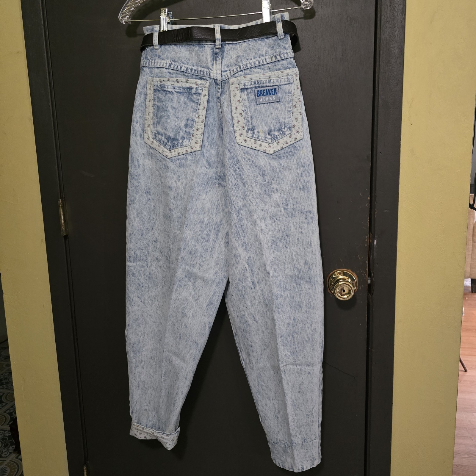 VTG 80s Deadstock Acid Wash Patchwork Mom Jeans PASTA Breaker Sz 13/14 NWT