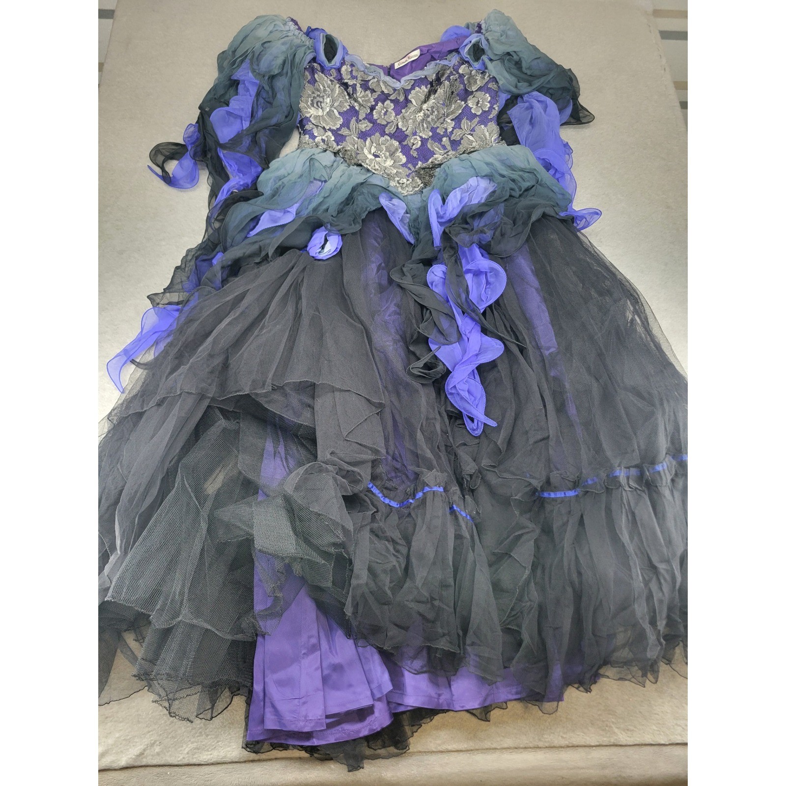 Zandra Rhodes Neiman Marcus Vintage Silk Metallic Tulle Gown Made in England 12