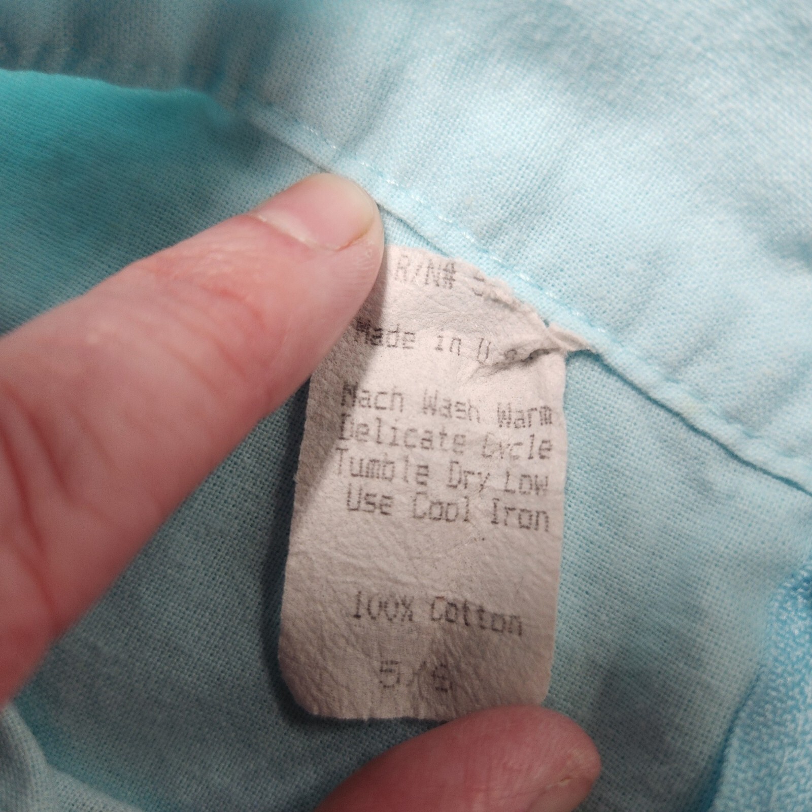 Vintage 70s Turquoise White Cotton Overall Pinafore Dress Size 5/6 *See Descript