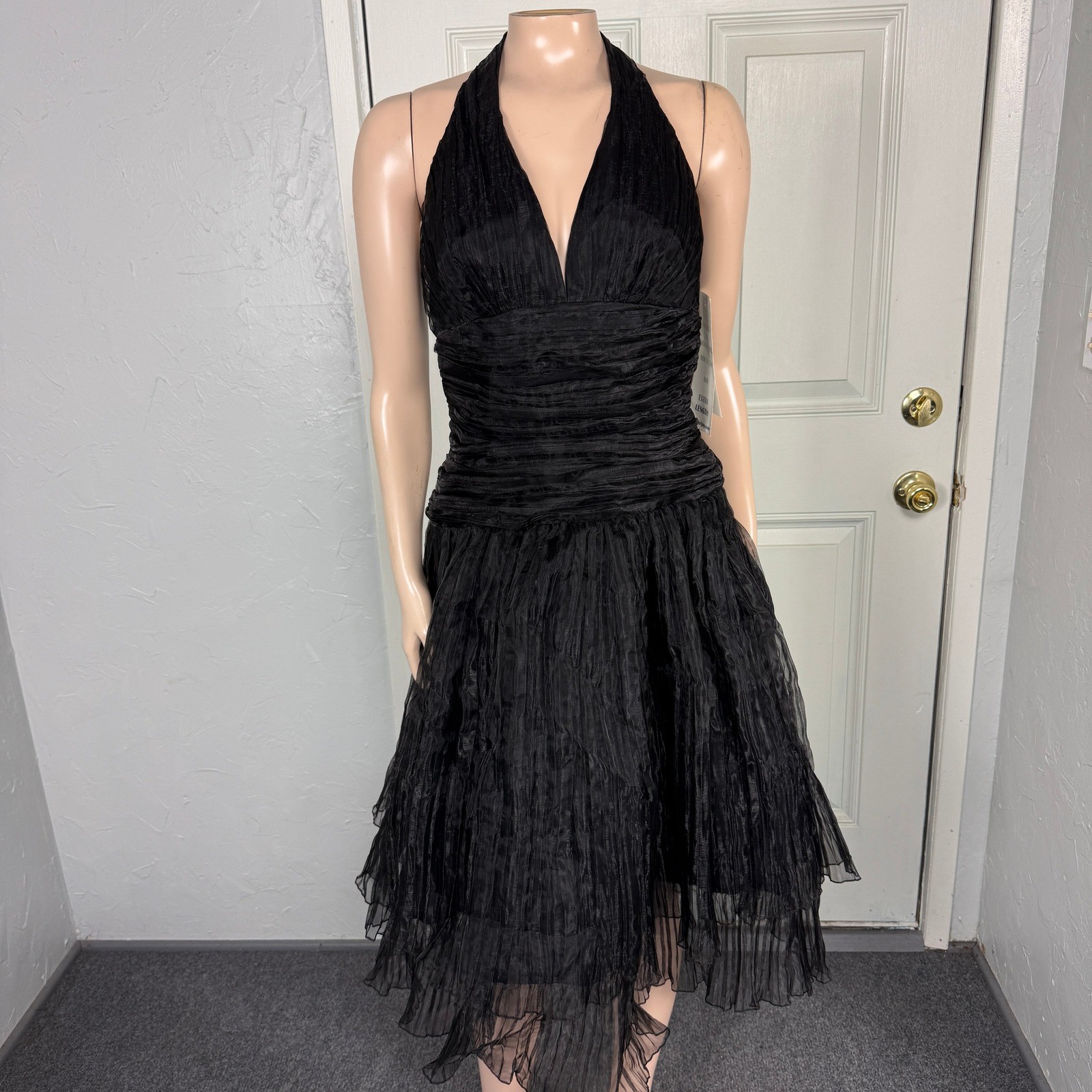 Vintage NOS Y2K 90s Bari Jay Dress 4 Prom Party Formal Evening Halter U3-22