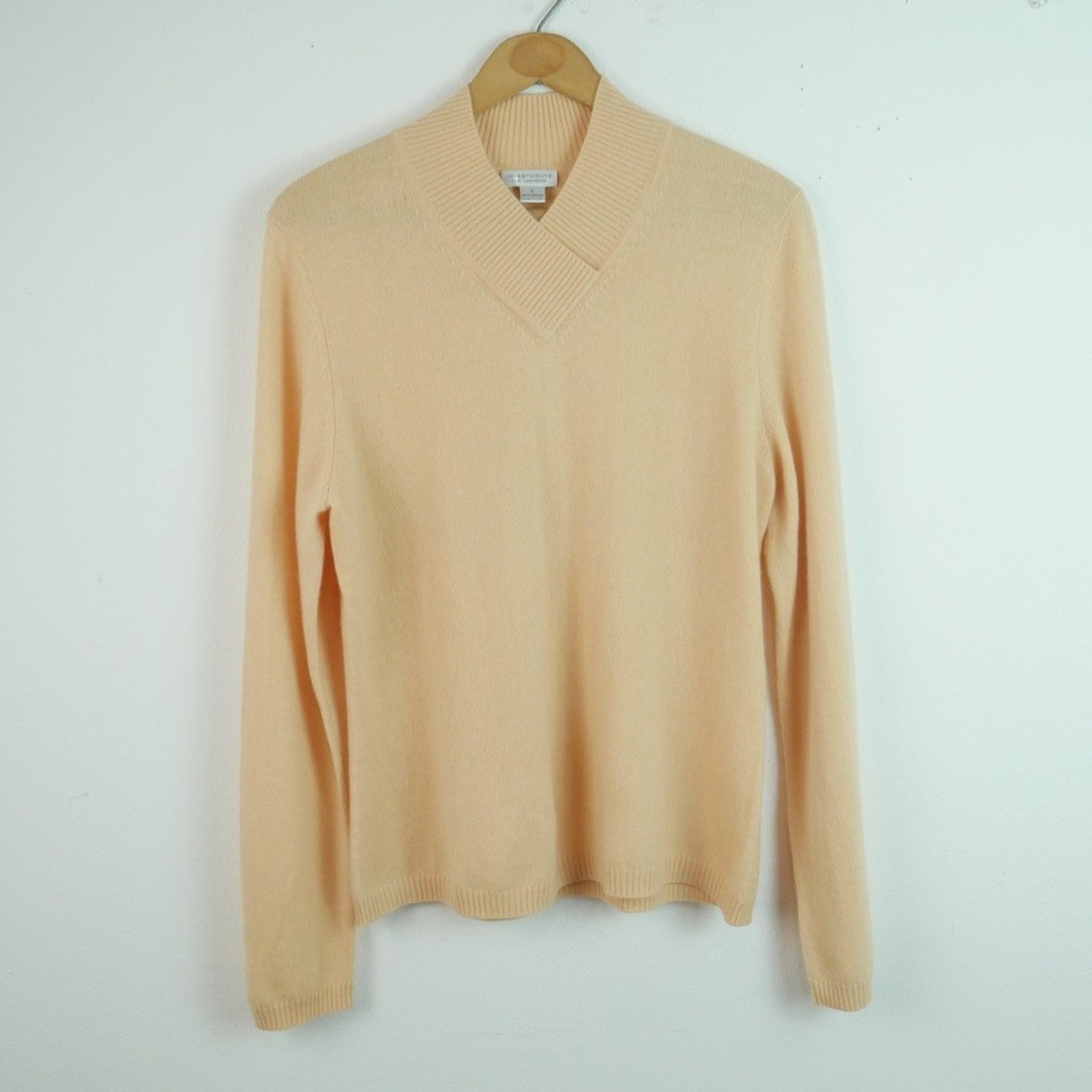 Vintage Investments Cashmere Sweater Large High Neck Cream Minimal Soft Girl 90s