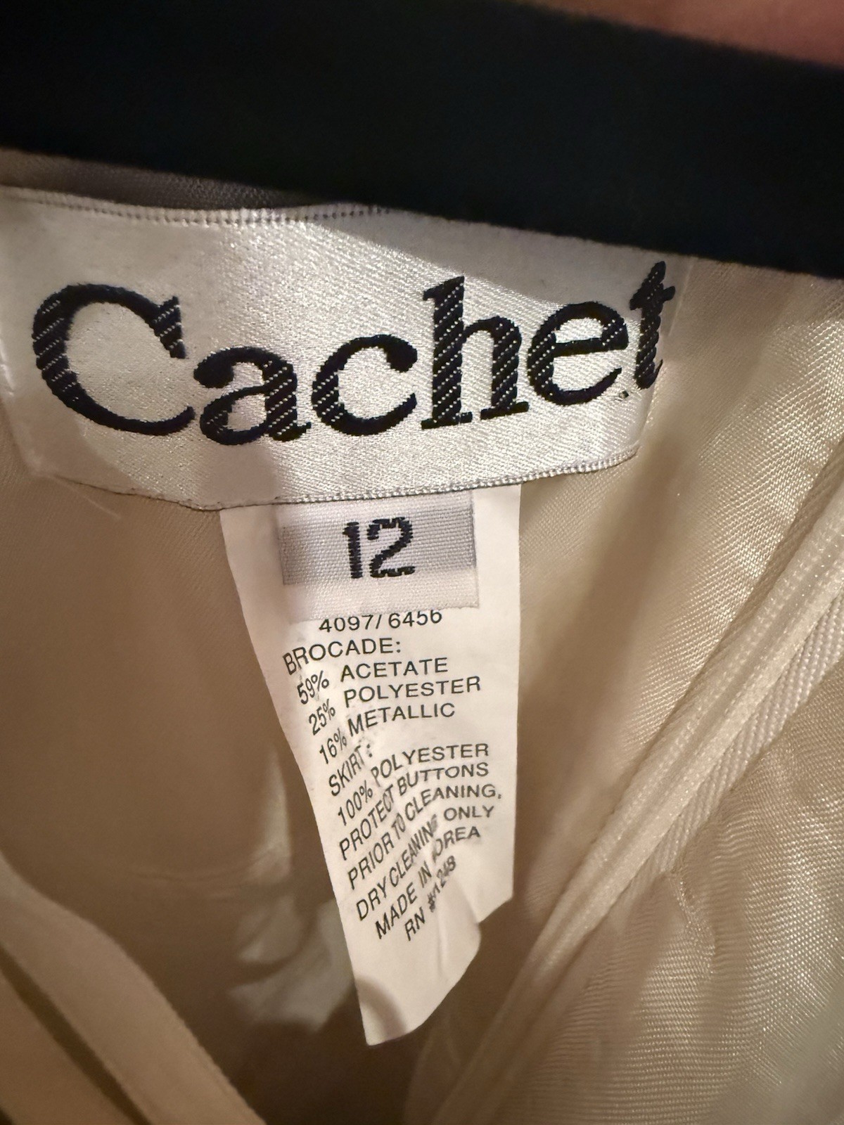 Vintage Cachet Ivory Gown 12 Formal Dress Long Maxi Brocade Top w/ Chiffon Skirt