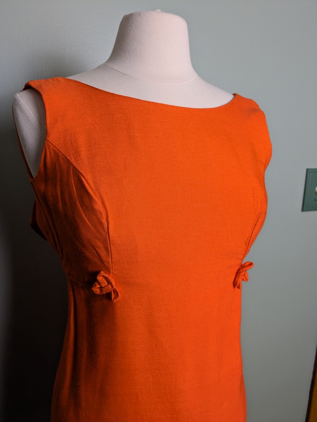 Vibrant Orange Vintage Peter Pan Collar 3/4 Spring Jacket And Wiggle Dress Set