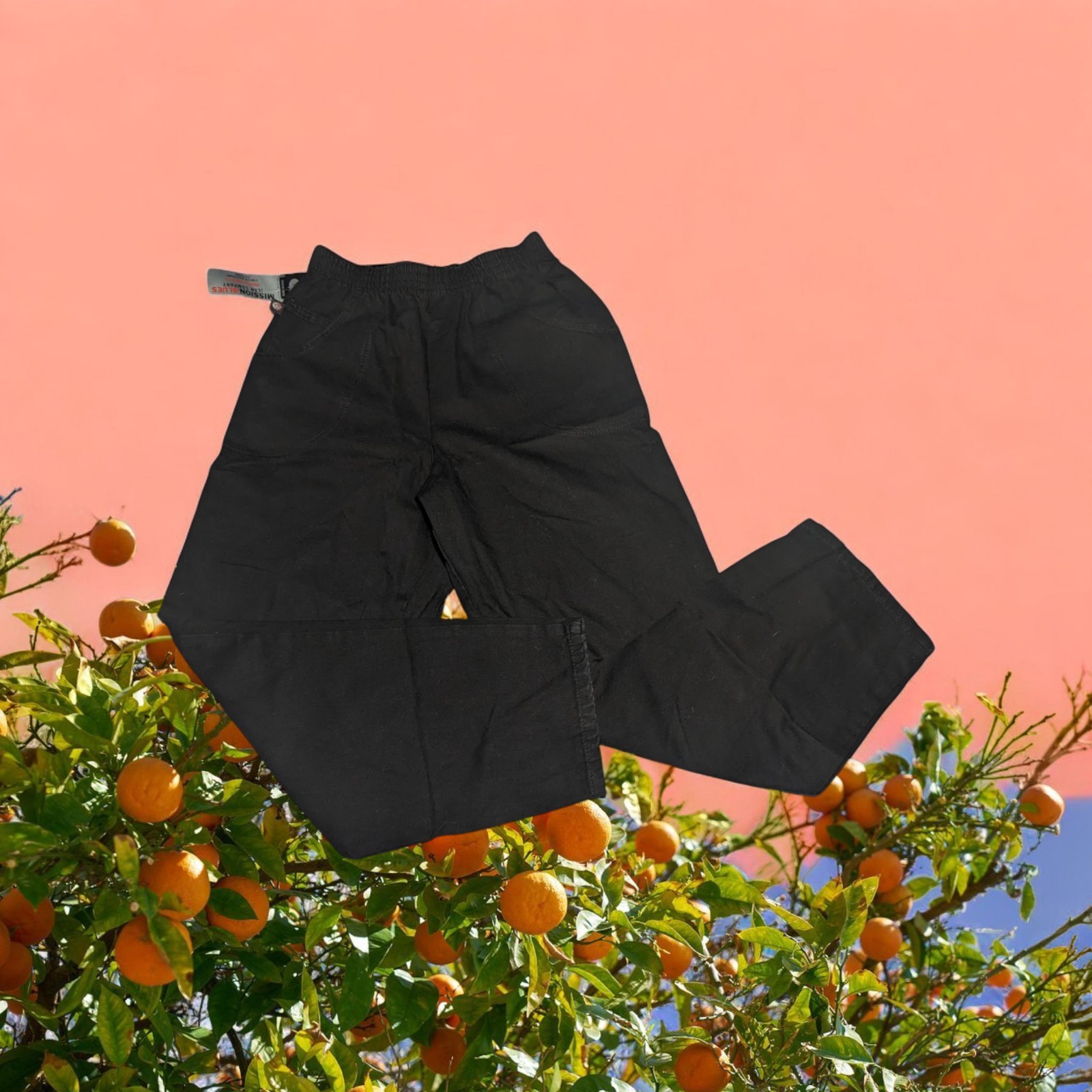 NOS MISSION BLUES 100% Cotton Black Pull On Pants Women’s Size 12 Short PETITE