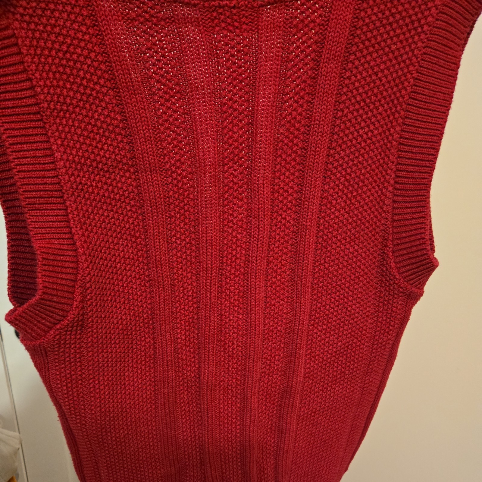 Vtg Beldoch Popper Knit Chunky Vest Buttons Usa Womens grandmacore maroon