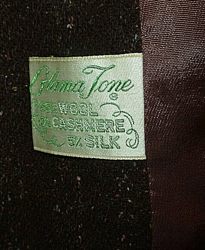 VTG 60s CASHMERE WOOL SILK Brown Jackie O dress Jacket Blazer Skirt SUIT L XL