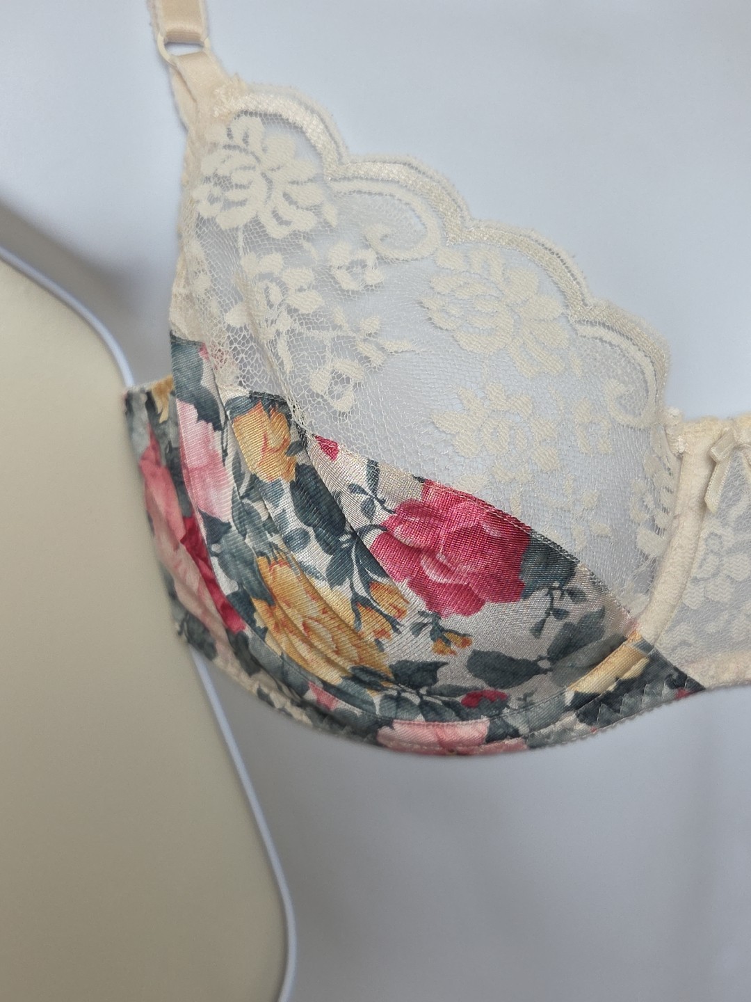 Vtg 1980s 90s Romantic Maidenform Chantilly Rose Floral Bow 7329 SIZE 34D