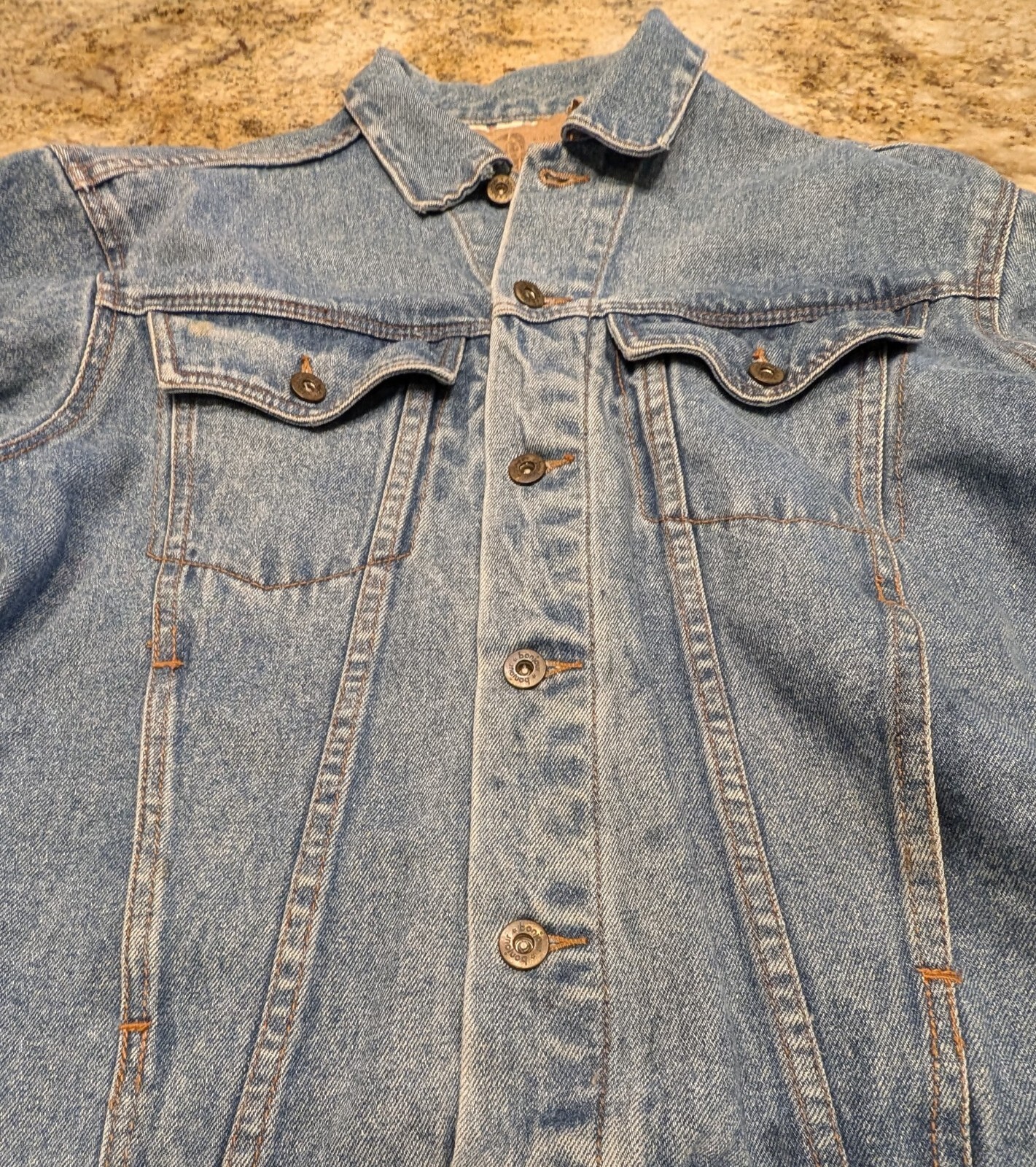 Vintage 80s Bonjour Denim Jean Jacket Mensi Medium – Solid Jacket 100% Cotton