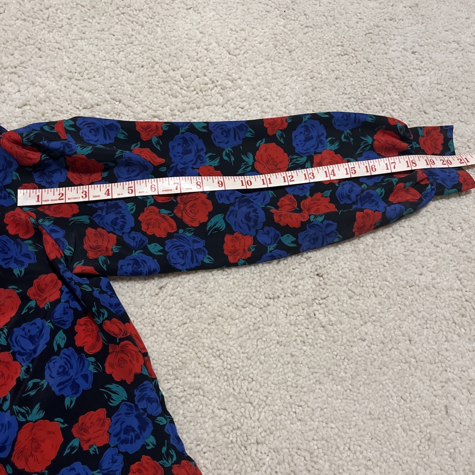 Vintage 80/90s Oscar De La Renta Expressions Floral Blouse Sz 10 Red,blue,black