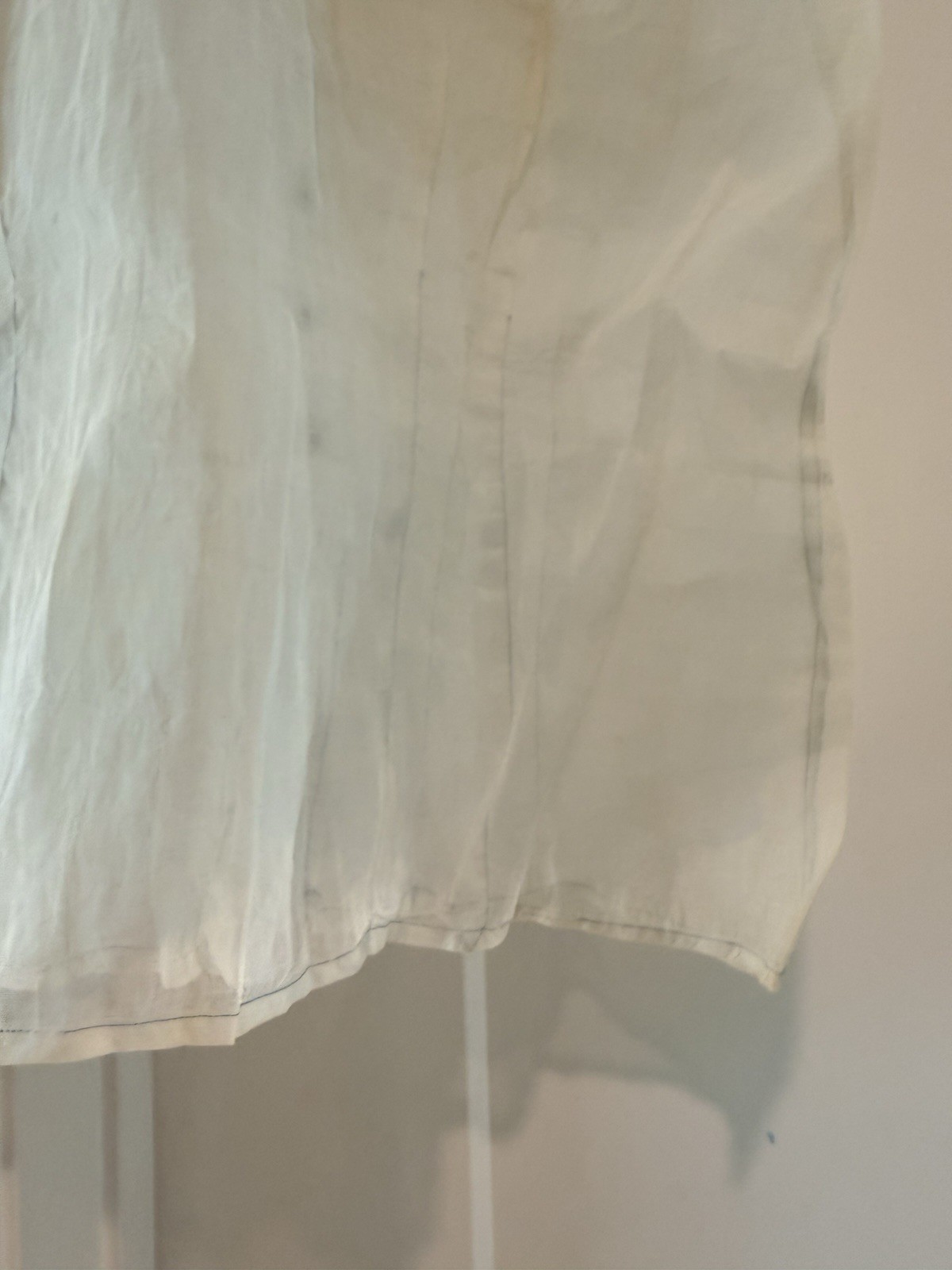 Vintage 1930s Sheer Blue Organdy Blouse Embroidered Lace Ruffle Collar Art Deco