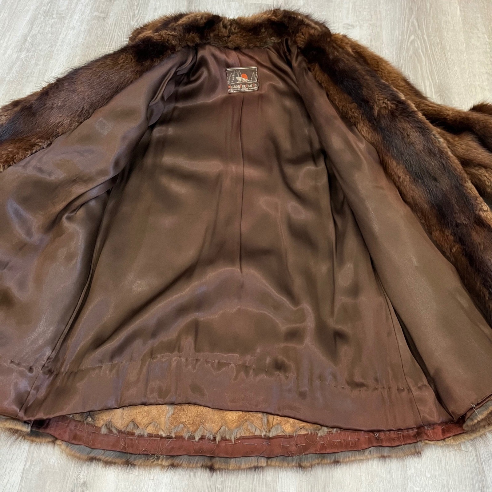 Vintage Nigbor Fur Coat Co Genuine Ranch Mink Fur Coat Jacket Brown Womens L?
