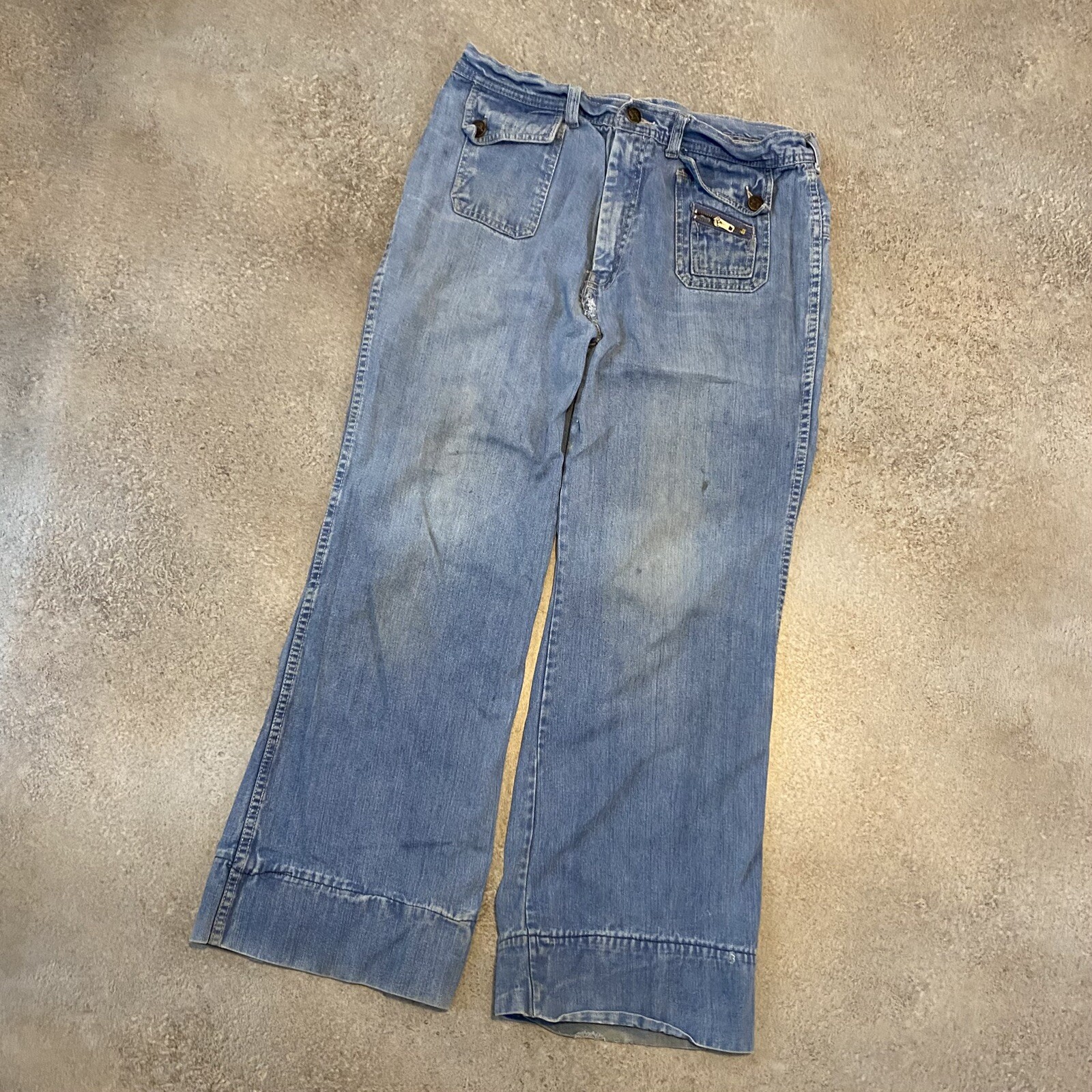 Vintage 80s Hands Off Flare Bell Bottom Jeans 33 X 30 True Vintage Boho Indie