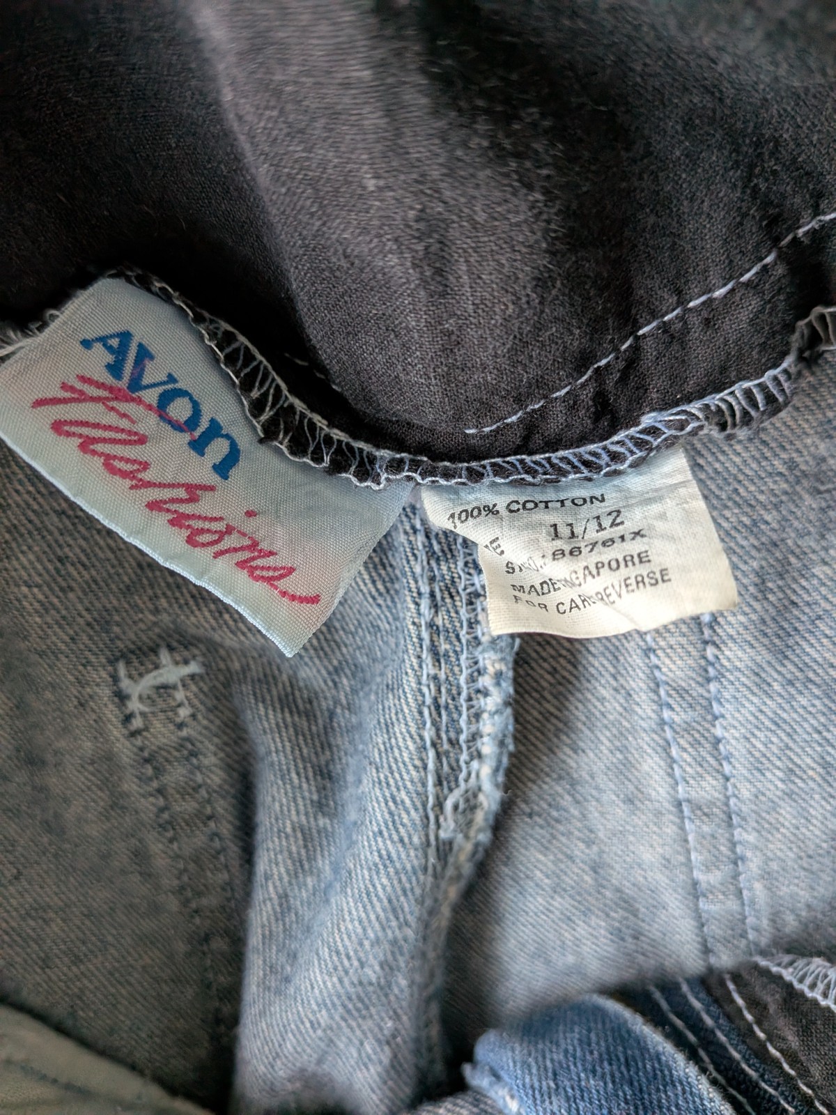 Vintage Avon Fashion Denim Shortalls 80s Overalls Romper Junior Sz 11/12 Cotton