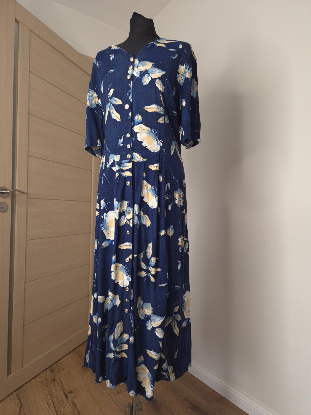 Vintage 80s 90s Marmalade Collection Button Down Dress – Size L / C42 – Viscose