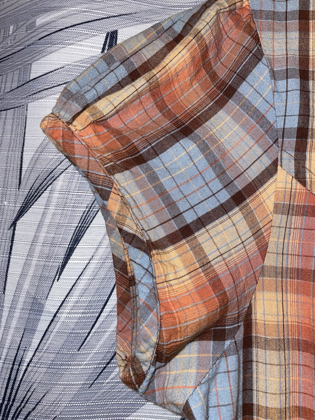 Speed Control NY Vintage Y2K 100%Cotton Plaid Button Up Dress Neutral Blues/Brwn