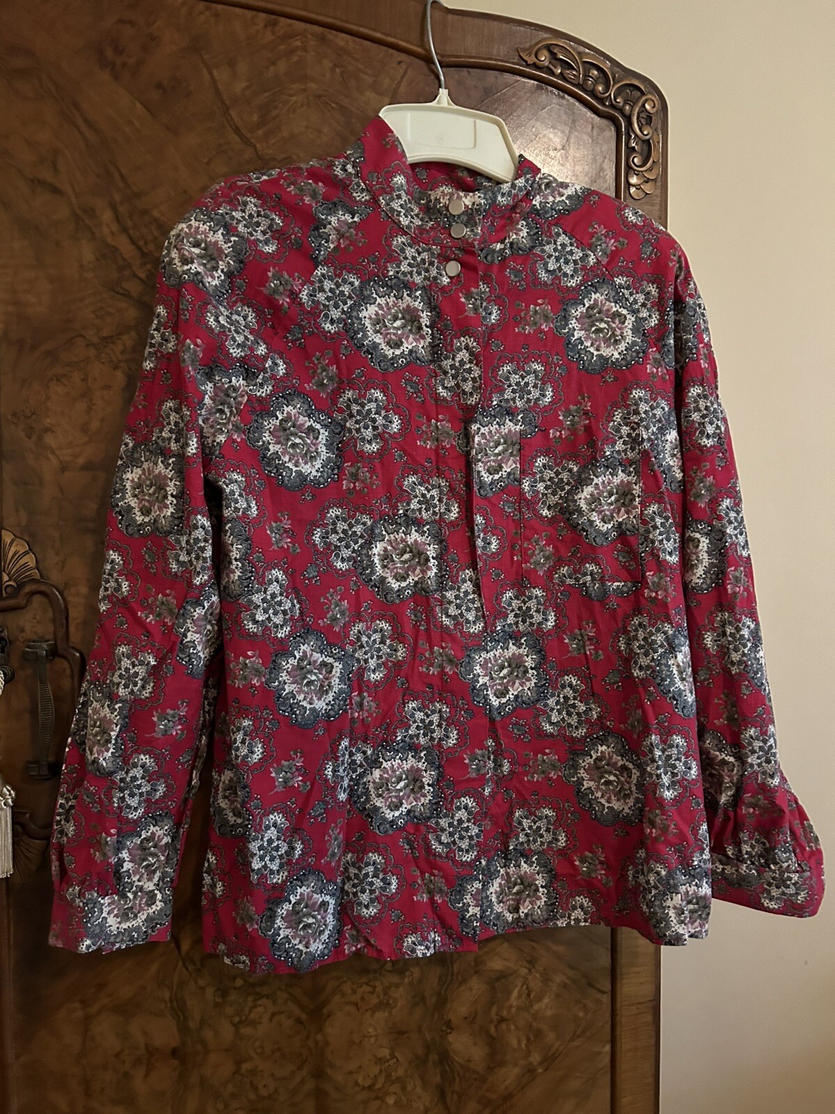 Terry Chicago VTG 60’s/70s Women’s Nehru collar cotton shirt psychedelic floral