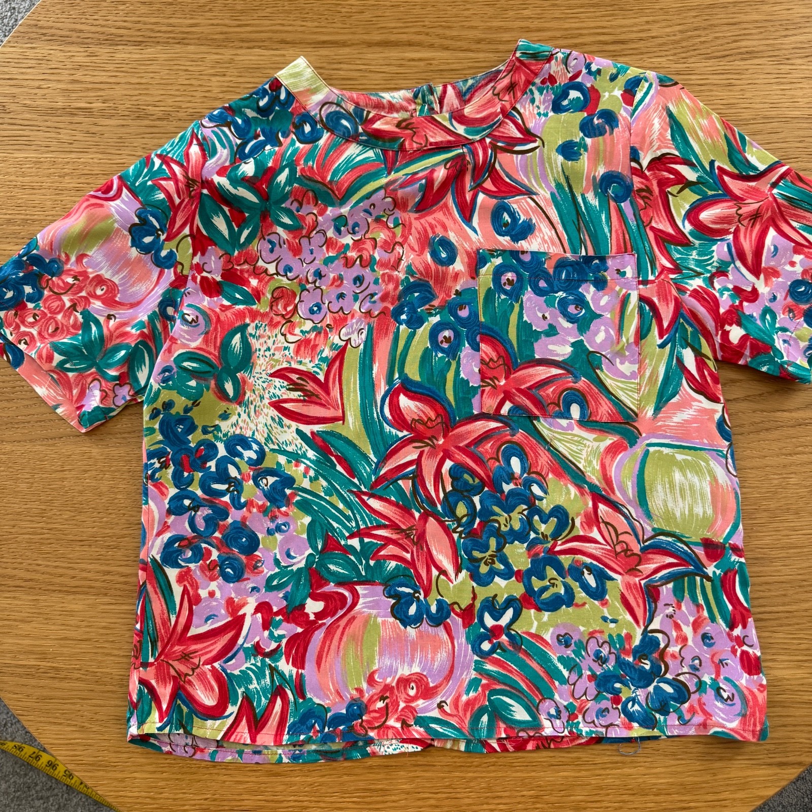 VTG BOLD 90s Diversity Floral Blouse | Abstract Padded USA Artsy Retro | 10P