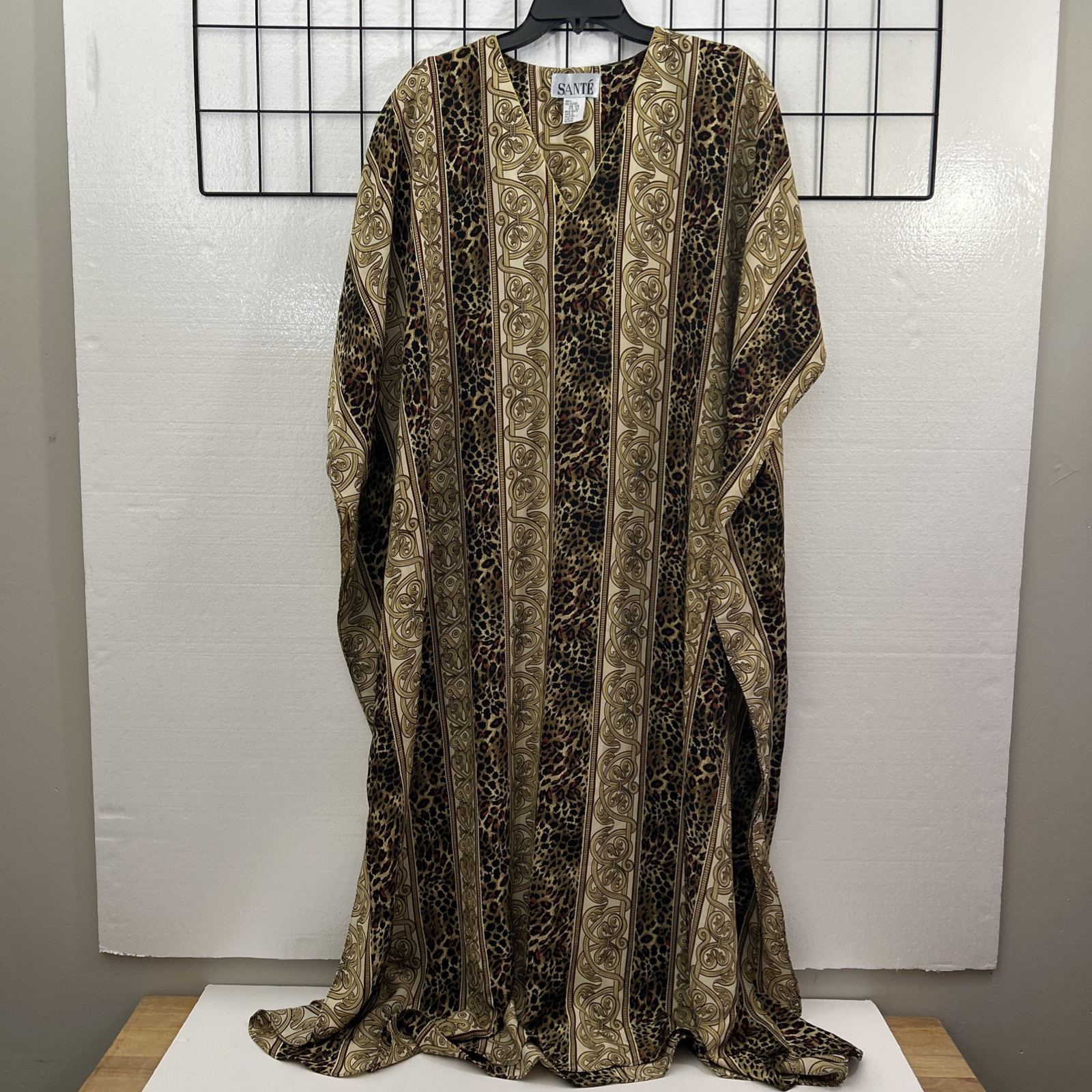 Vintage 80s Kaftan Gown Mumu Animal Print Dramatic Ceremony Boho SKU 60008
