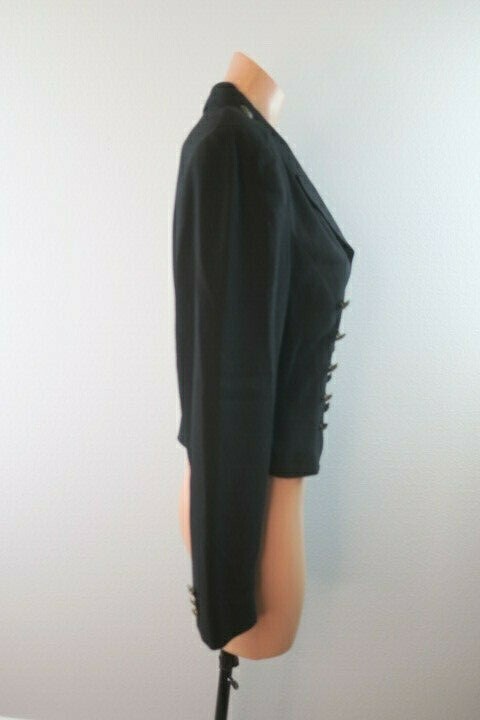 DKNY Vintage 90s y2k Women’s black cropped crop military Blazer sz 4