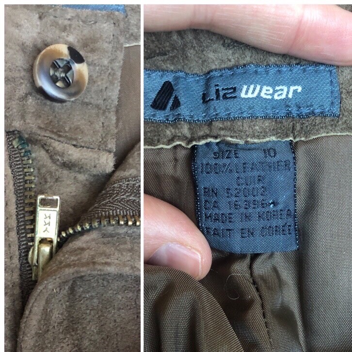 Vintage Suede Pants, 1990s High Waisted Leather Suede by Liz Claiborne, Sz 10 M