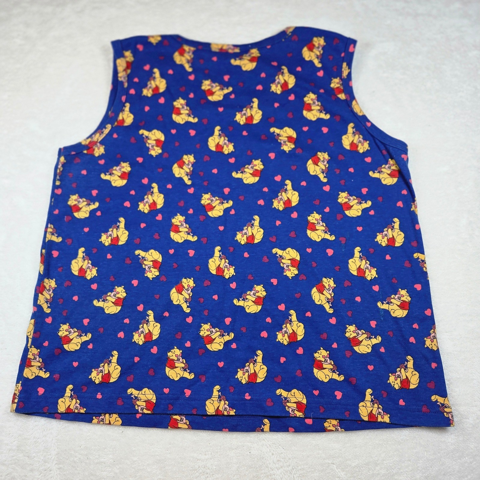Vintage Croquet Club Plus Winnie the Pooh Piglet Hearts Blue Tank Top Plus