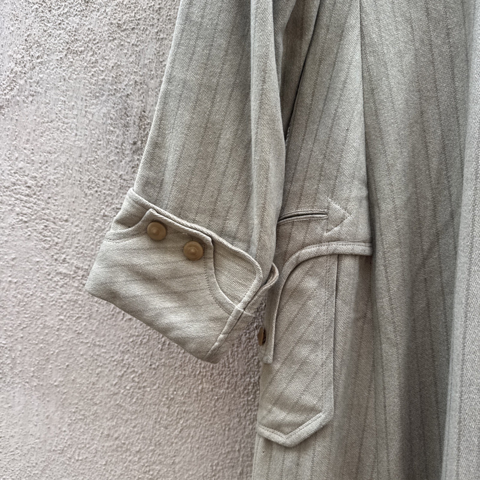 Antique Edwardian Pin Stripe Cream Coat Celluloid Buttons Darting Dress Jacket