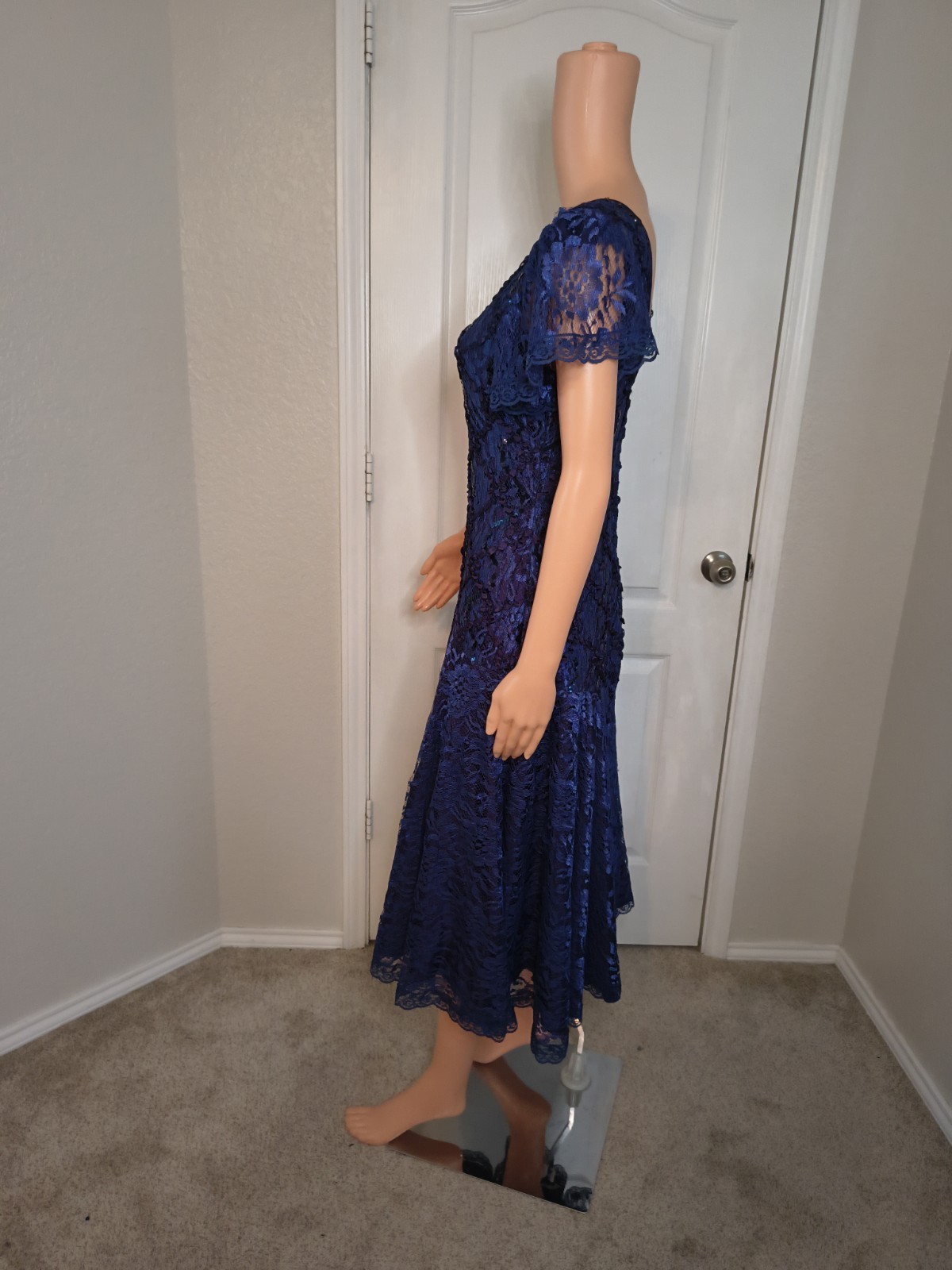 Vintage 80s Lace Drop Waist Dress Size 6 – Artsy Festival Sparkly Glam -DP29