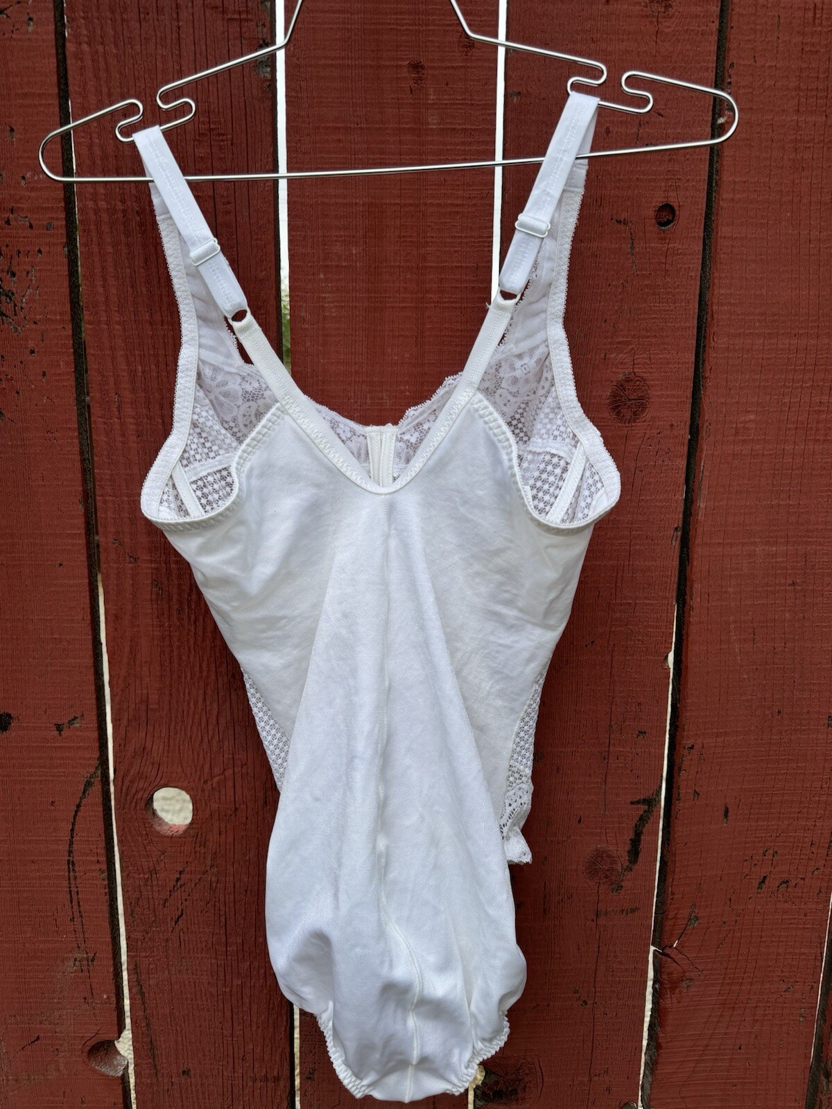 Vintage White Lace Teddy Lingerie By Goddess Size 38B Bodysuit 70s 80s Underwire
