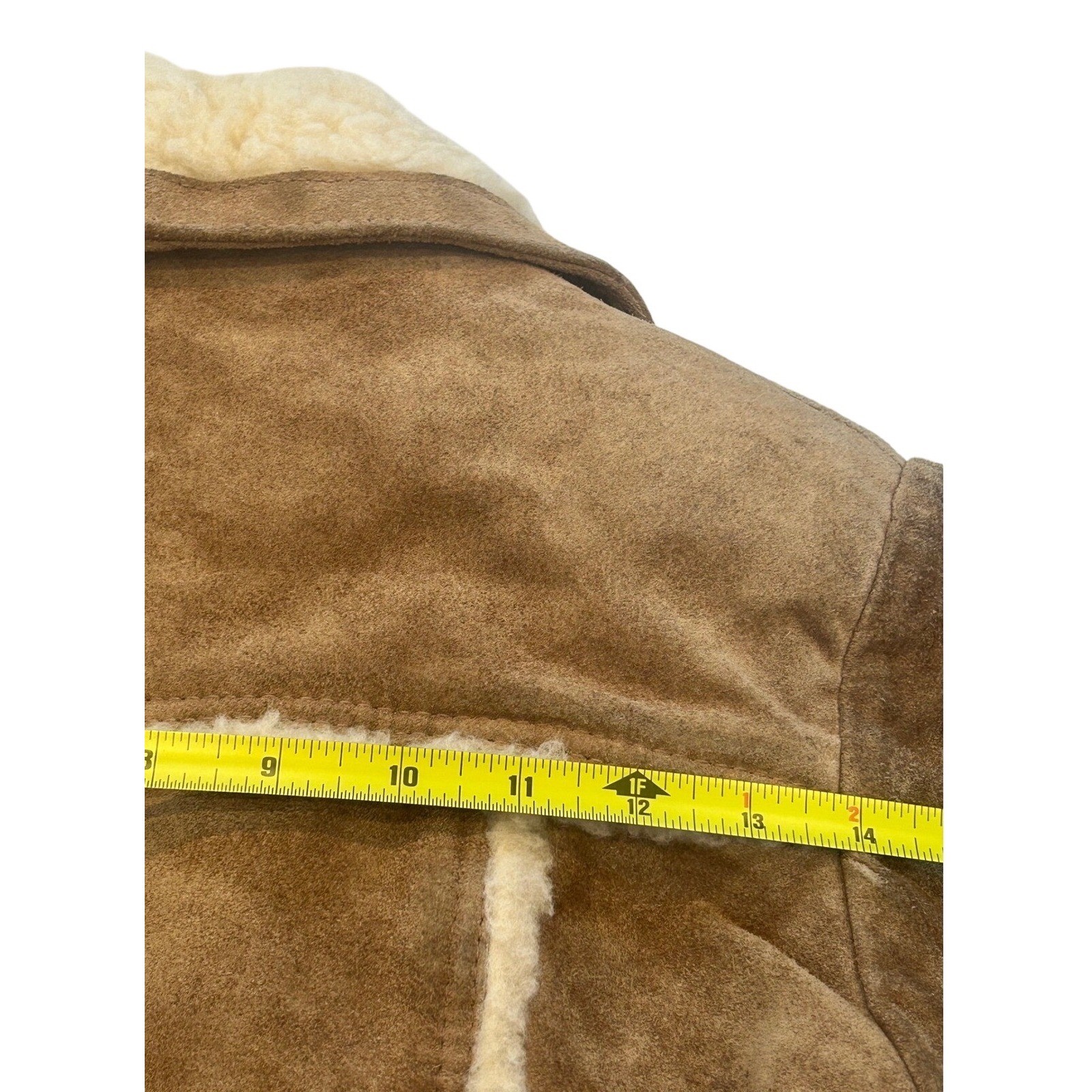 Vintage Uruguay Suede Leather Wool Shearling Bomber Jacket Brown Womens 11/12