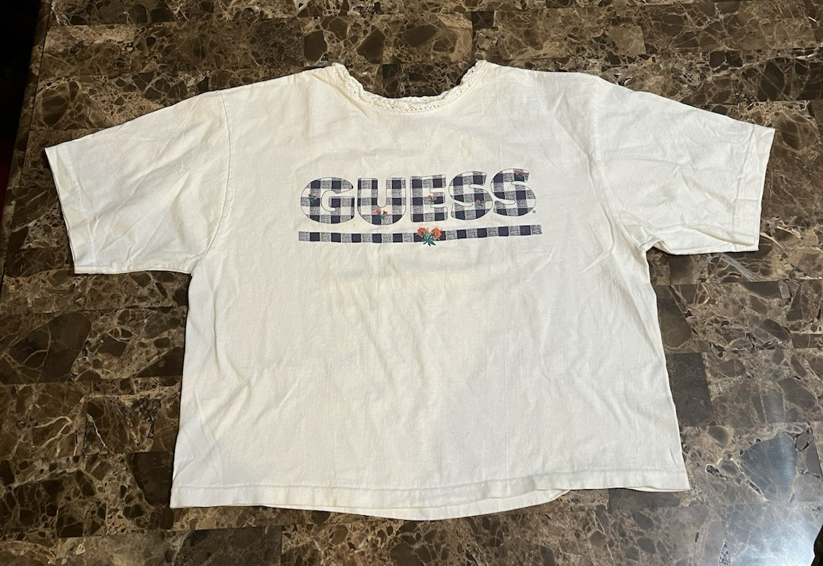 Vintage 1990 Guess by Georges Marciano T Shirt Cropped Size Small