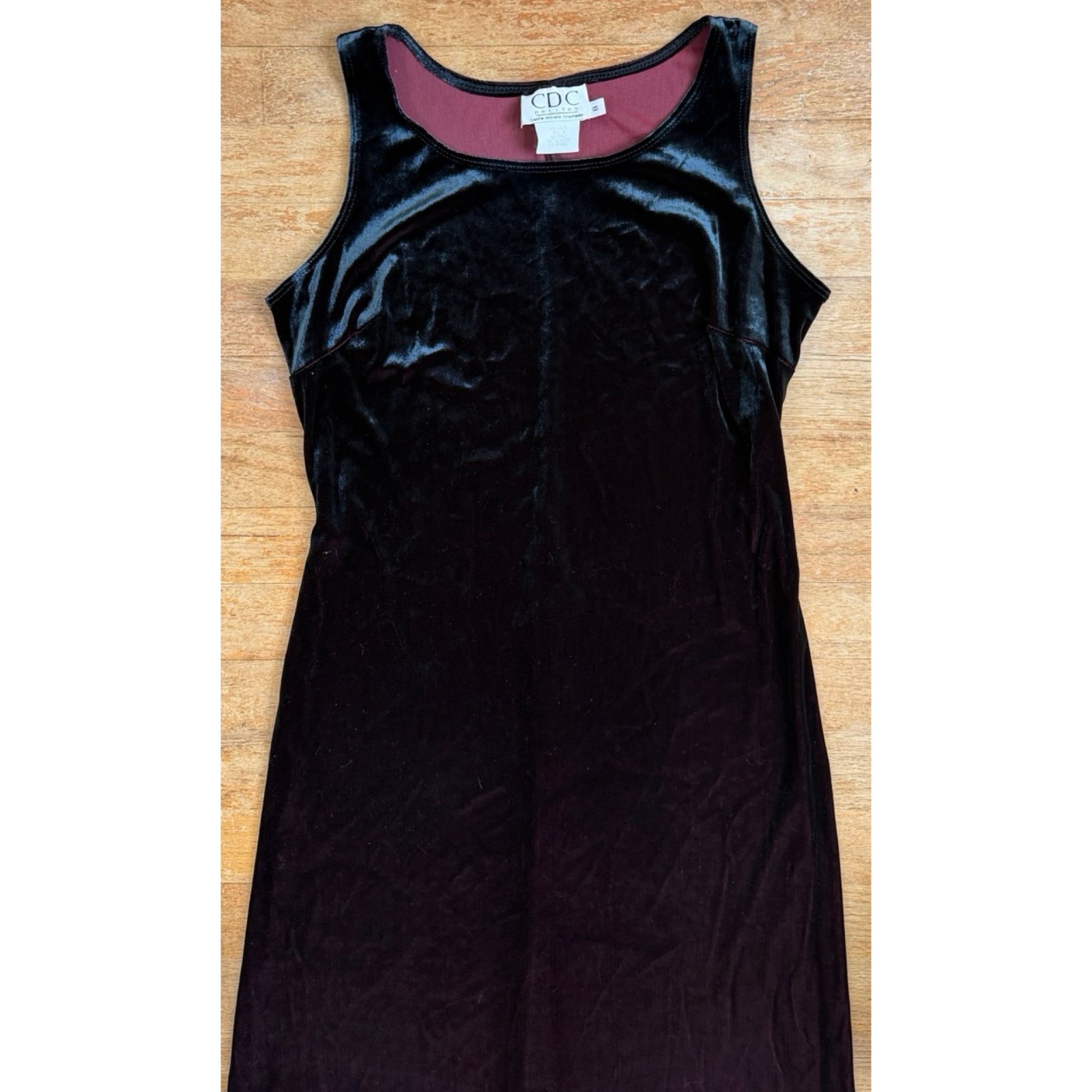 Vintage Black/Red Stretch Velvet Maxi Dress Size Medium 90s Whimsy Goth