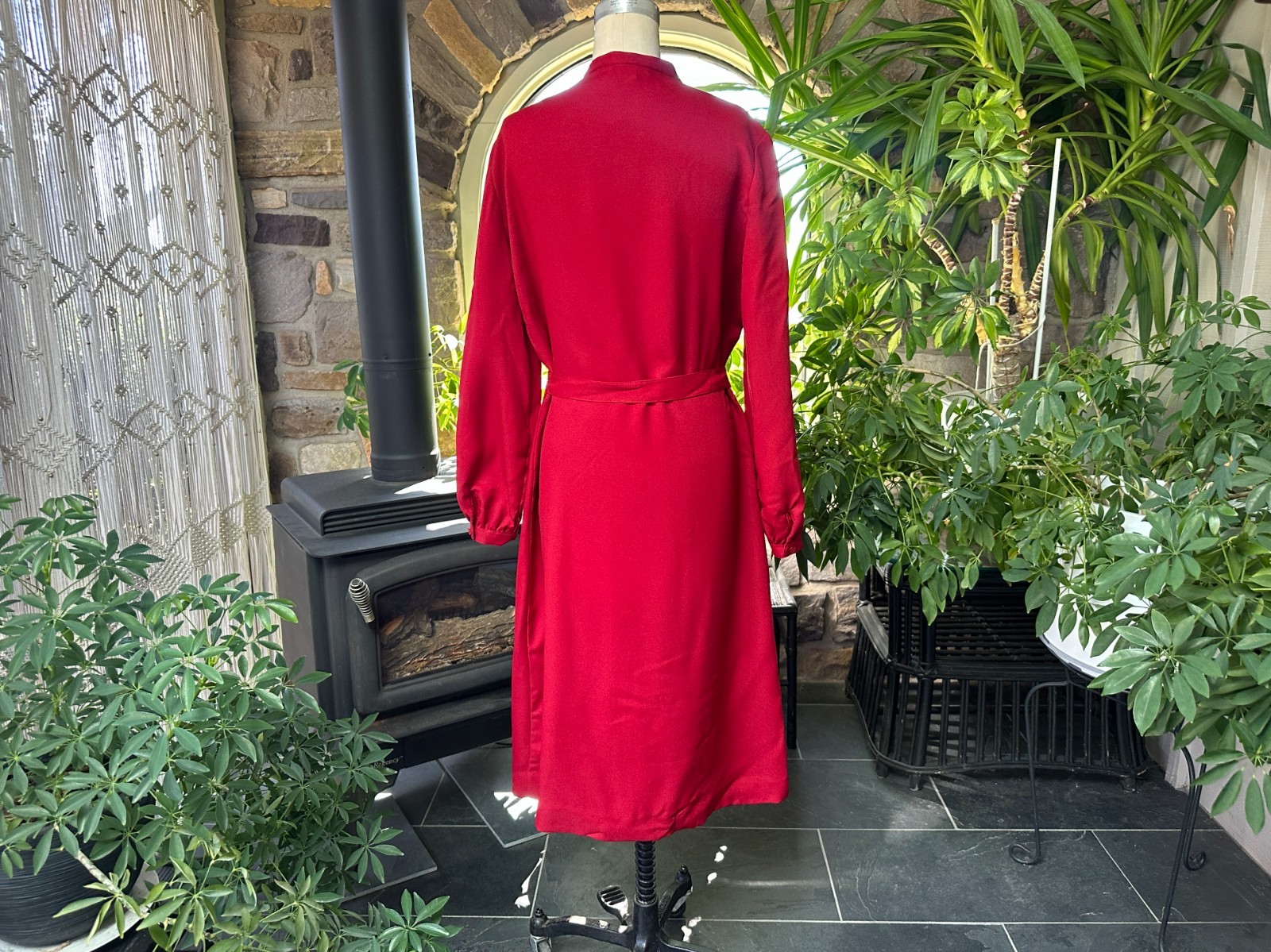Vintage 1970s Red Belted Shirt Dress Schrader Sport New York Made in USA