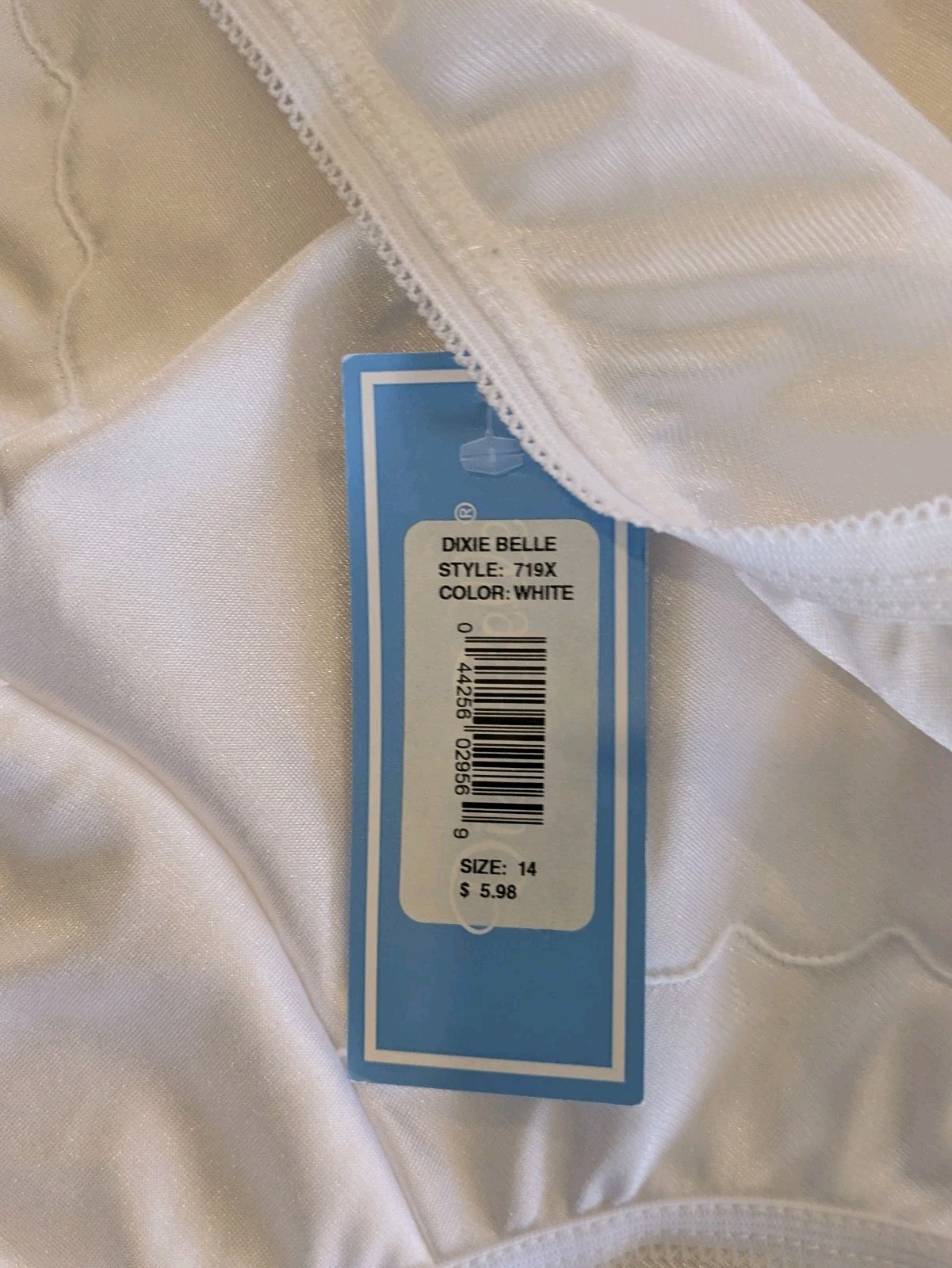 Dixie Belle White Nylon Size 14 Scalloped Leg Panty Brief Style 719 New With Tag