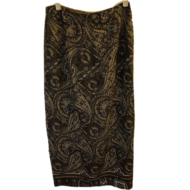 Vintage L’Amadei Wrap Skirt Size 12 Paisley Brown DP Altomonte Lined Maxi
