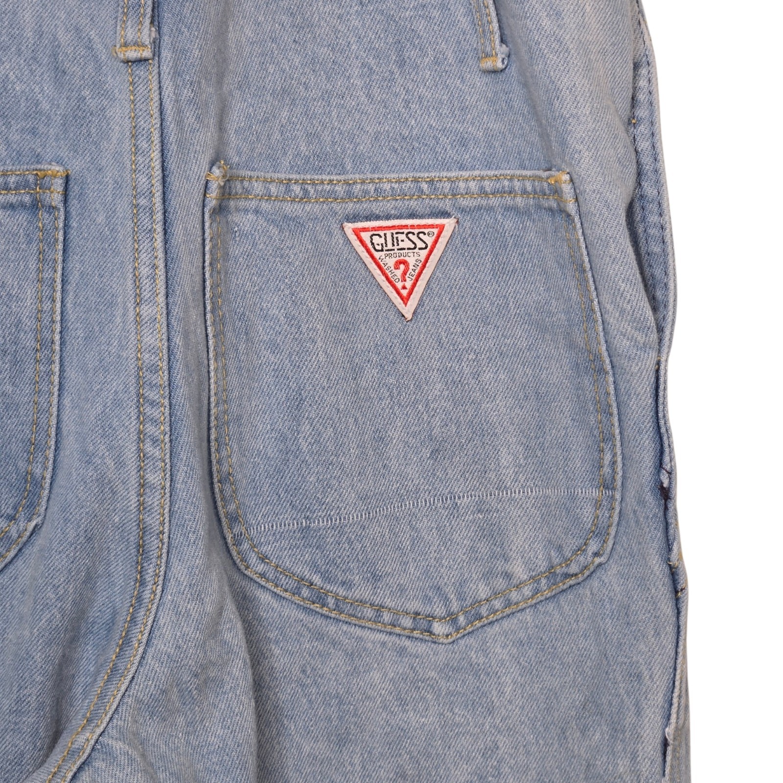 Vintage Guess By Marciano Womens 1980s Light Wash Pleated Denim Jean Overalls 1