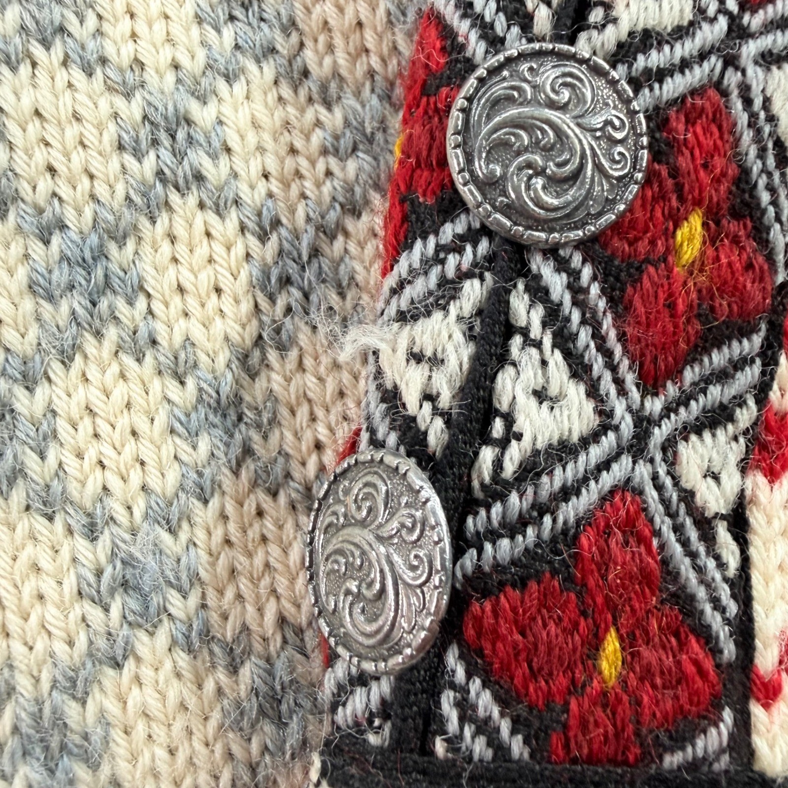 Vintage Dale of Norway NordicFair Isle Pure Wool Cardigan with Metal Clasps S