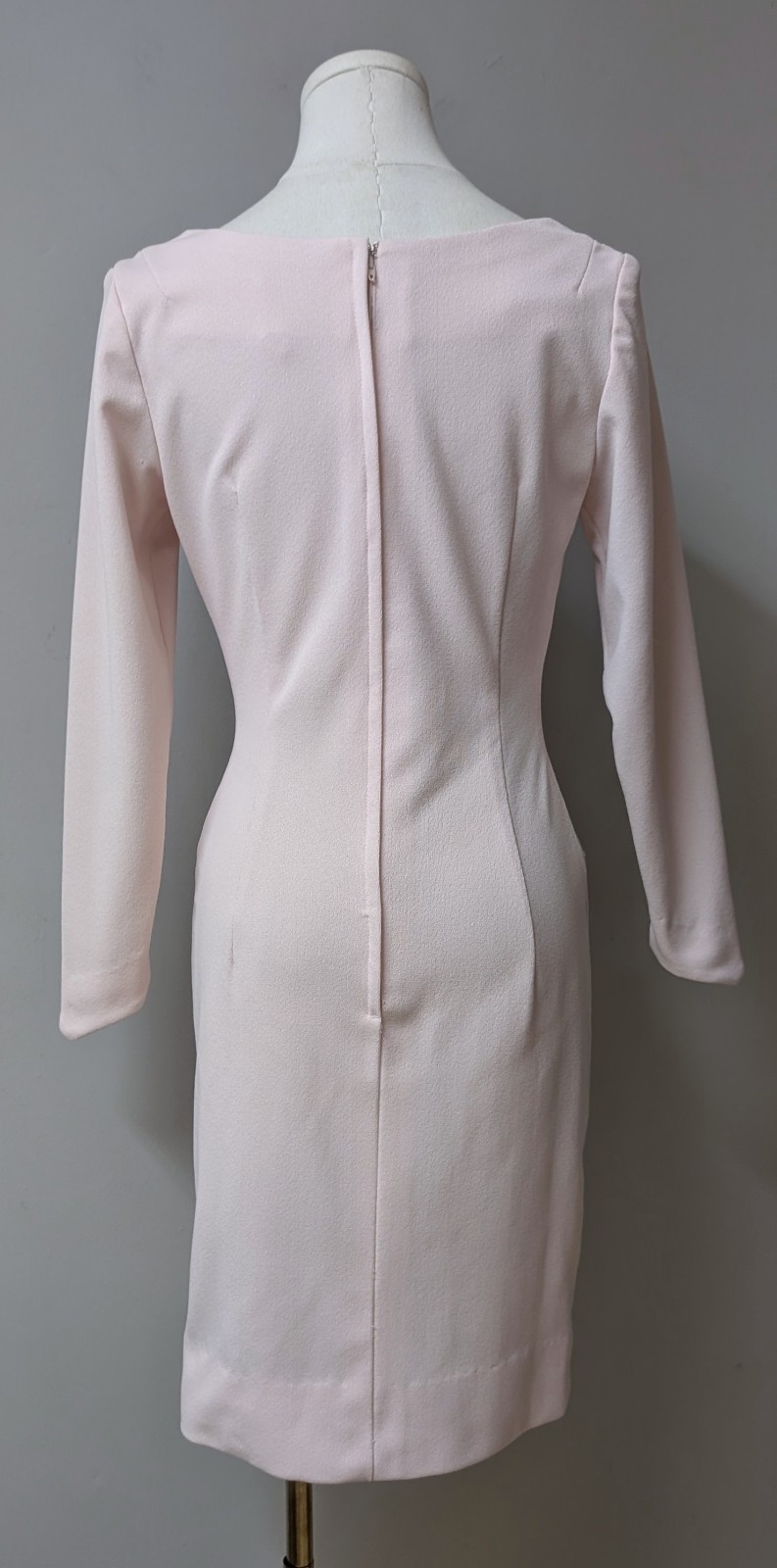 Vintage 70’s MOD Claralura Original Pink Drop Neck Polyester Pencil Dress XS