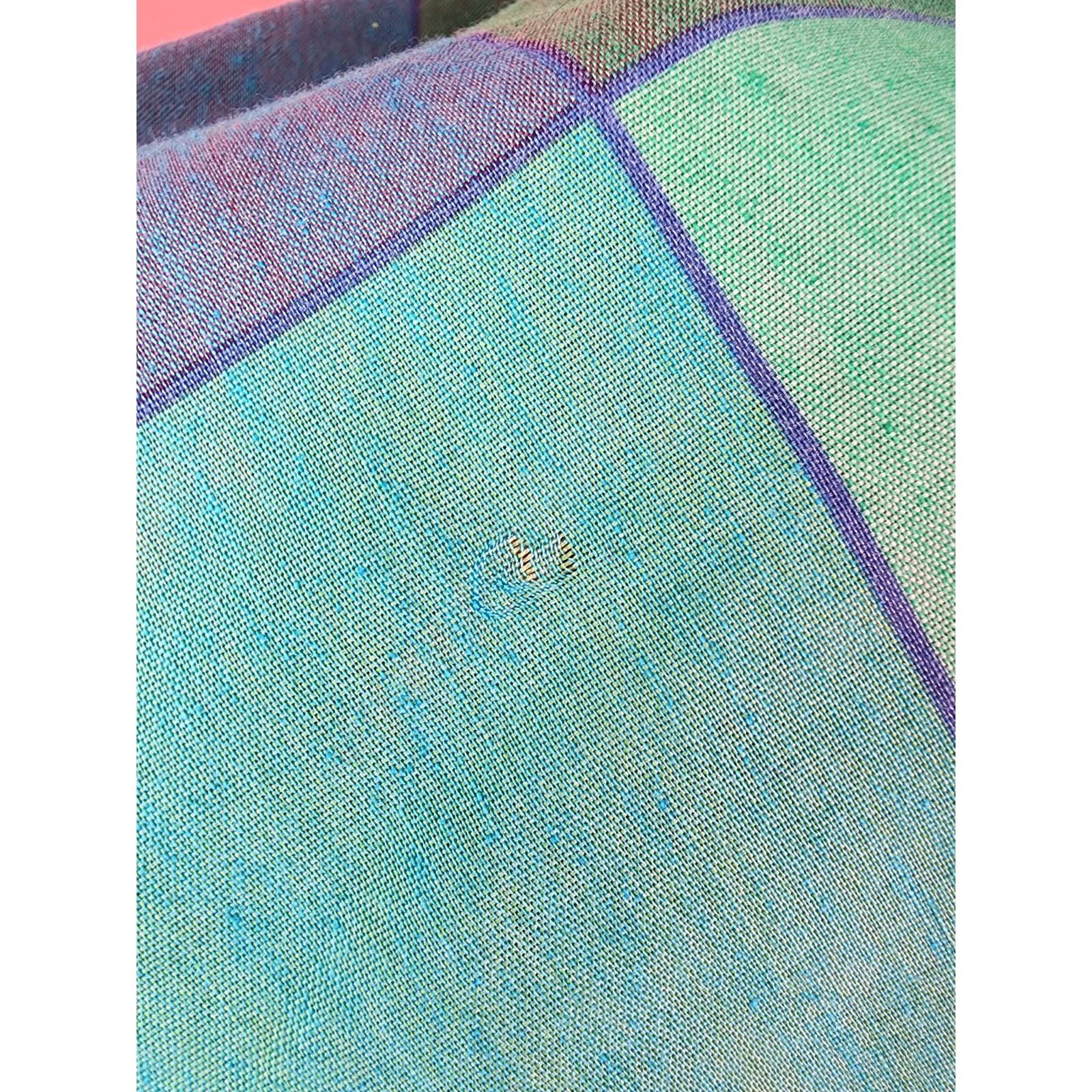 Vintage 1970’s Madras Harlequin Diamond Check Plaid Magenta Blue Shirt Dress