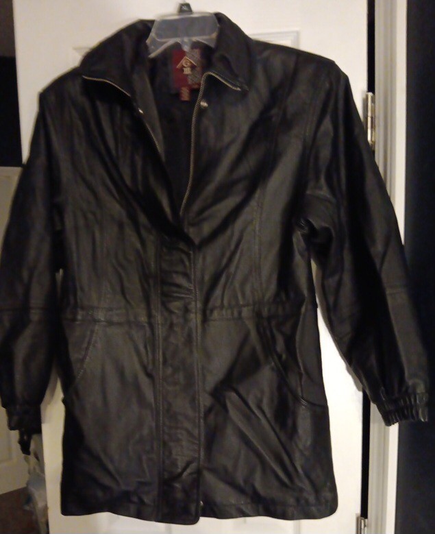 Vintage G-III Women Leather Jacket Zip Up And Button Size S/ch Pockets Black