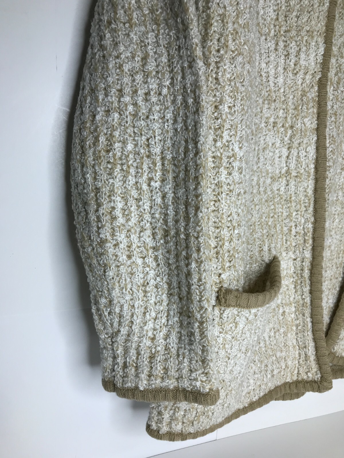 Vintage Stepping Stones Women’s Open Cardigan Beige/Off White Front Pockets-M