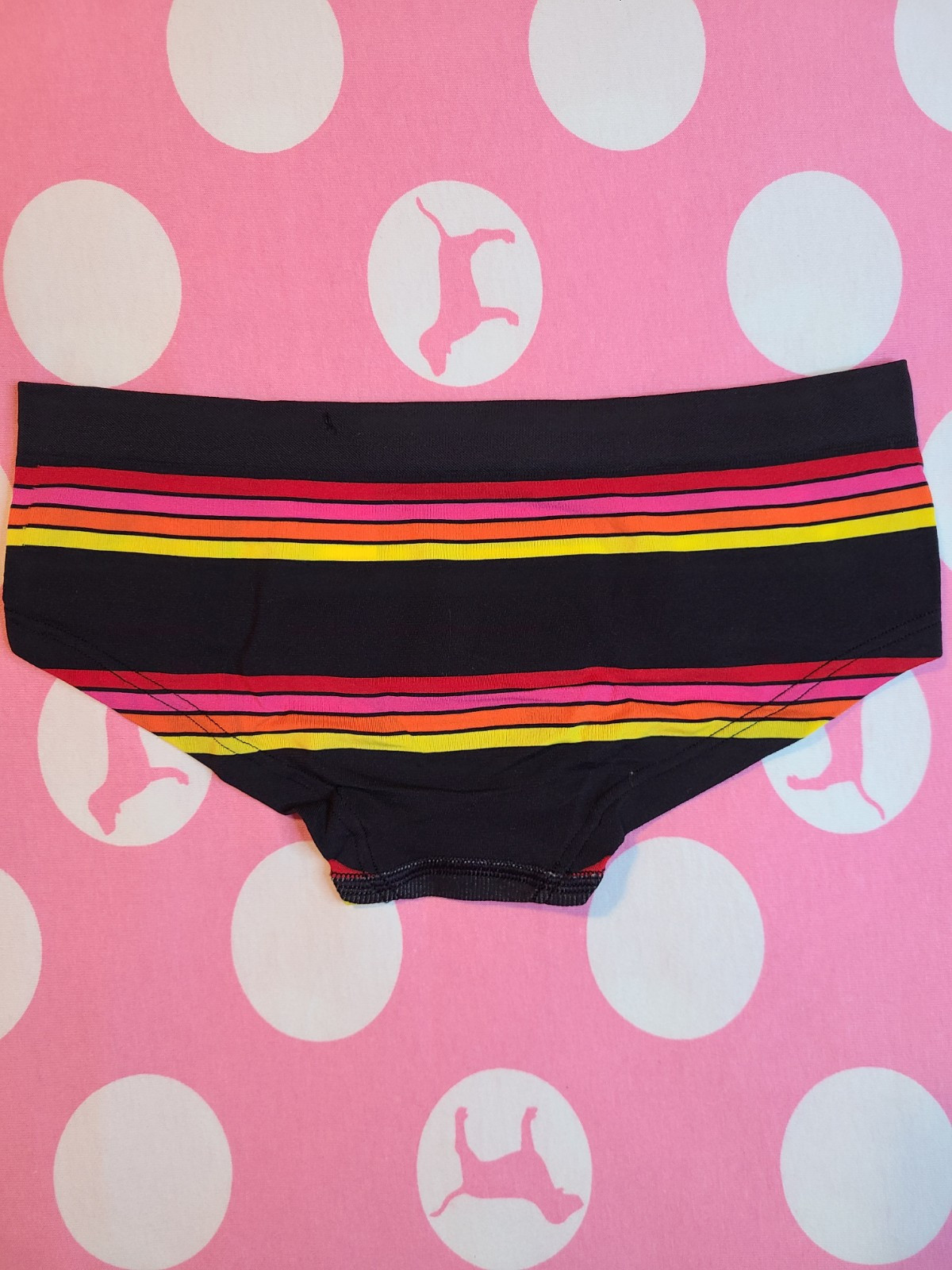NWT Rare VTG VS PINK YOGA Seamless Stretch Hipster Panty Size Sm Multi Stripes