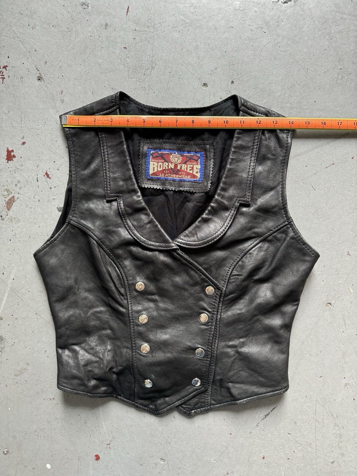 90s vintage double breasted black leather biker motorcycle chopper buckle vest