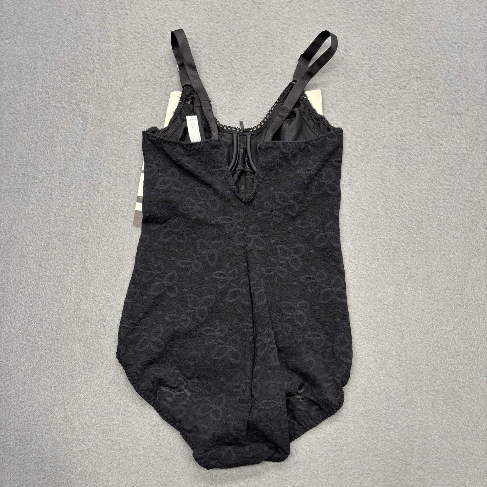 Vintage NWT BALI 36C Lace Black Built in Underwire Bra Shaping Bodysuit #7432